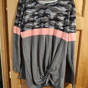 Gray and Pink Camouflage Women's Tunic